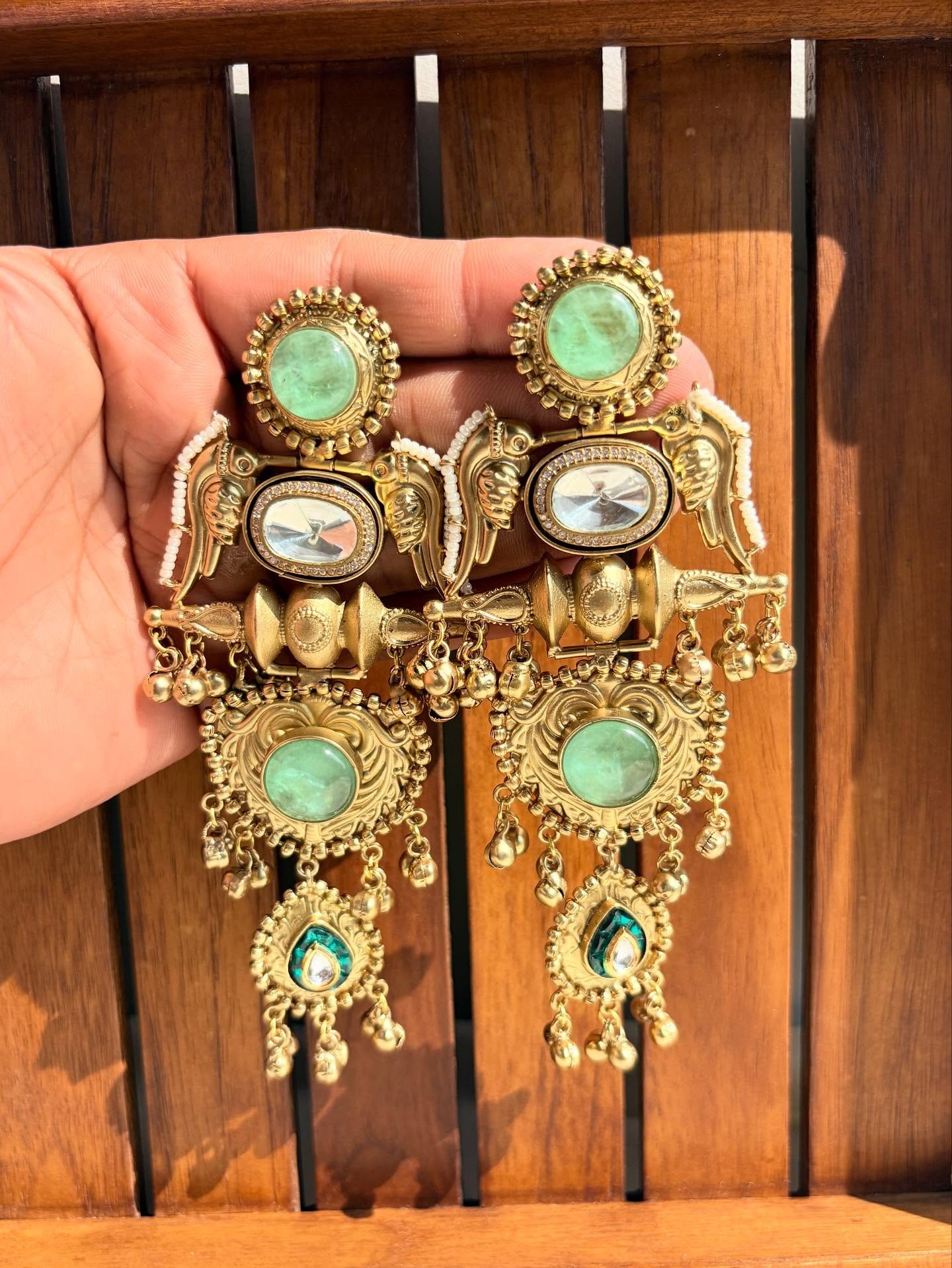 Kundan, Meenakari & Pearl Ethnic Dangle Earrings image 4
